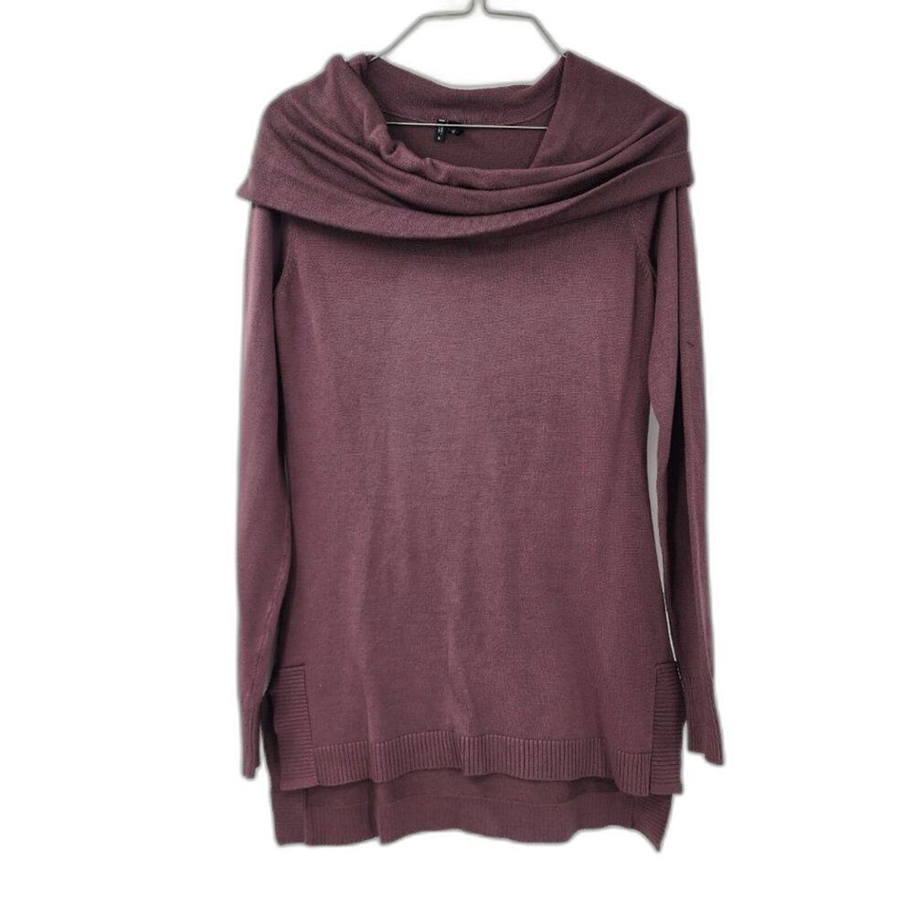 Maurices Mauve Cowl Neck Tunic Sweater Women's Small Long Sleeve High Low Hem